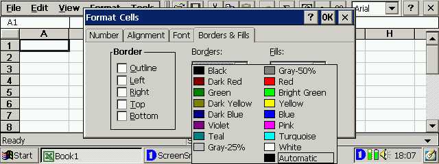 Format Cells - Borders & Fills